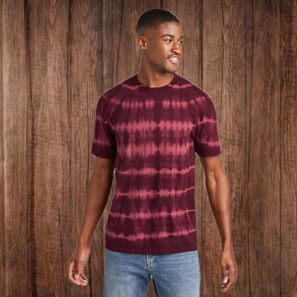 PC142 Adult Allover Stripe Tie Dye Tee Thumbnail